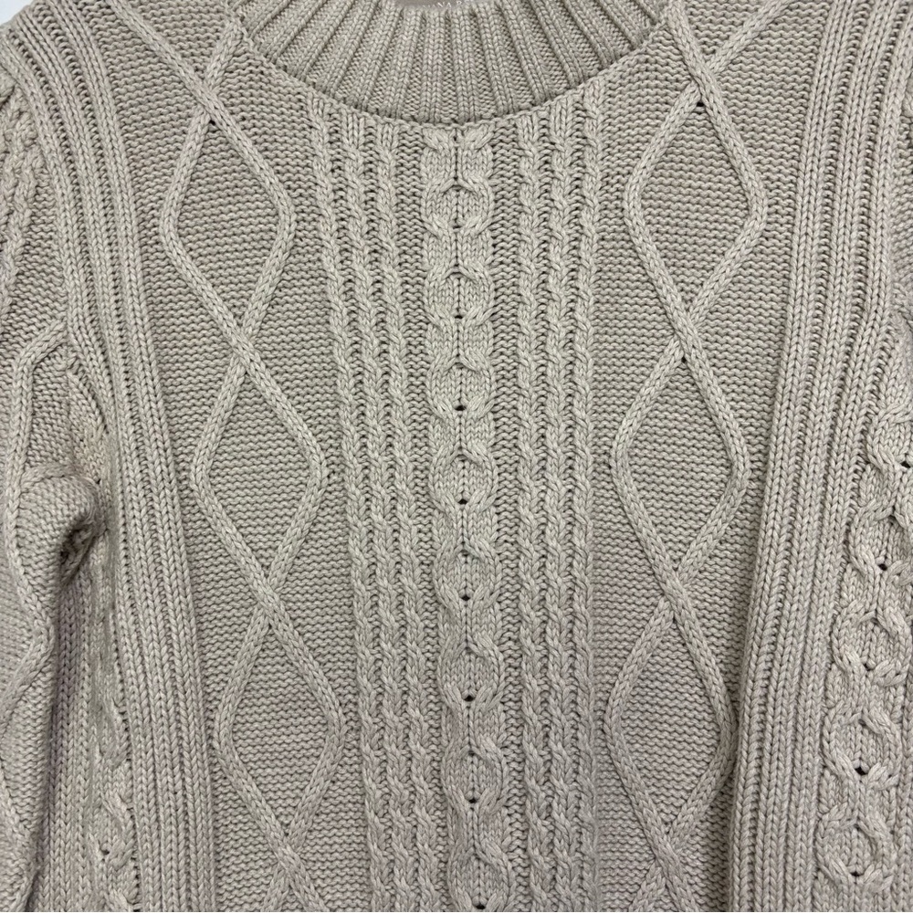 Banana Republic Women's Small Cable Knit Textured Sweater Side Zip Cotton - Picture 2 of 10